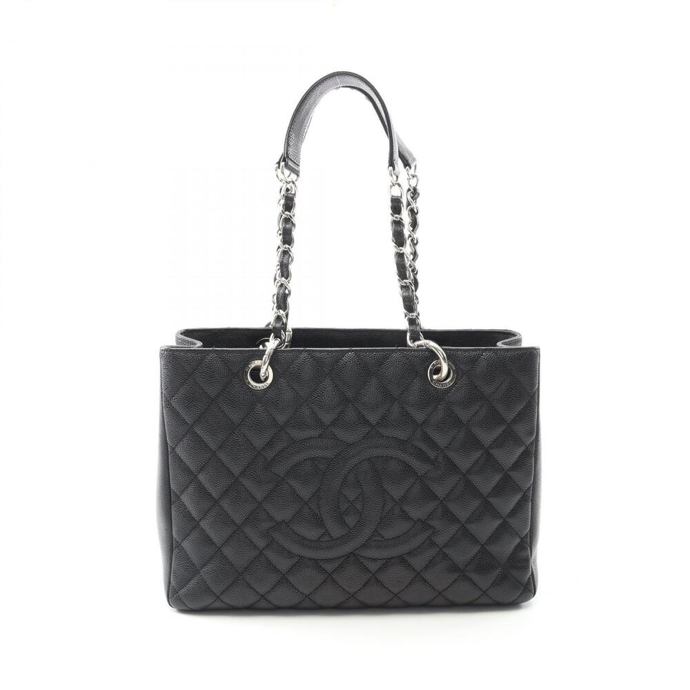 Chanel Matelasse Grand Shopping GST Tote Bag Calfskin Leather Black